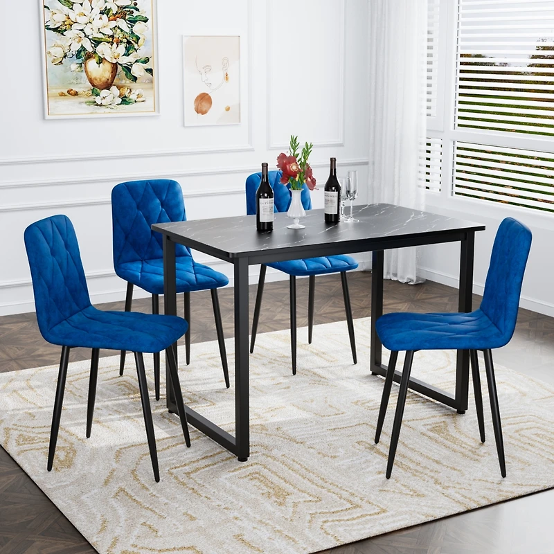 Streamdale Furniture Dining Chairs Set of 4, Modern Kitchen Dining Room Chairs, Velvet Dining Chair Upholstered Cushion Seat and Sturdy Metal Legs
