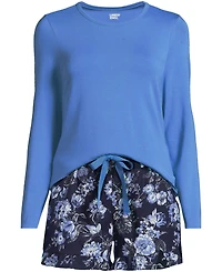 Lands' End Women's Lightweight Cotton Modal Drapey Flannel 2 Piece Pajama Set - Top and Shorts