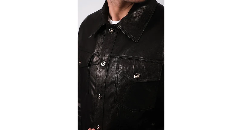 Men's Leather Jacket, Black, Created for Macy's