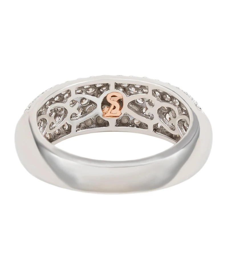 Suzy Levian Sterling Silver Cubic Zirconia Pave Thick Brown Band Ring