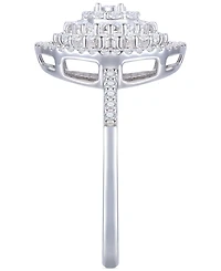 Diamond Round & Baguette Halo Cluster Ring (1/2 ct. t.w.) in 10k White Gold