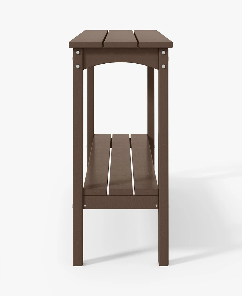 55" Outdoor Patio Hdpe Adirondack 2-Tier Shelf Console Table