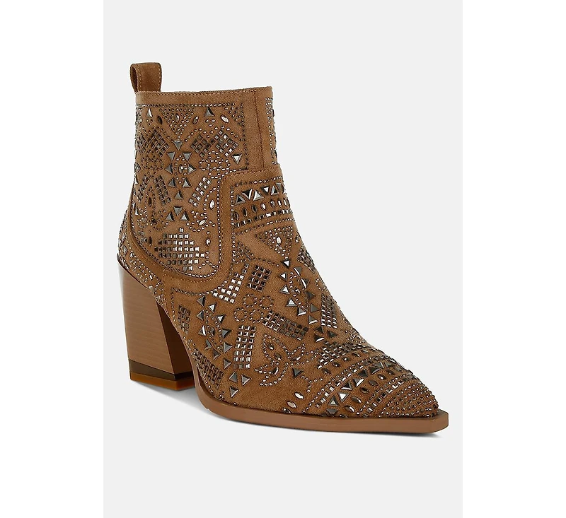 Omishi Stud Embellished Ankle Boots