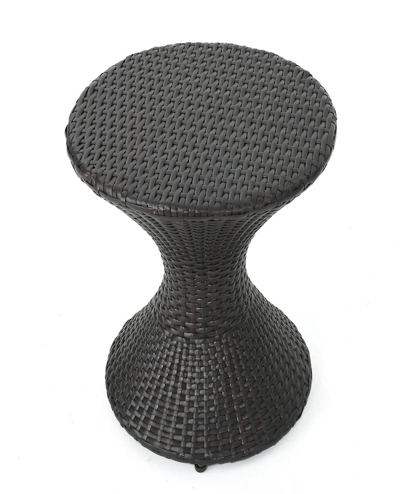 Streamdale Hourglass Wicker Side Table With Iron Frame For Outdoor Decor