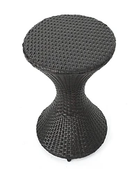 Streamdale Hourglass Wicker Side Table With Iron Frame For Outdoor Decor