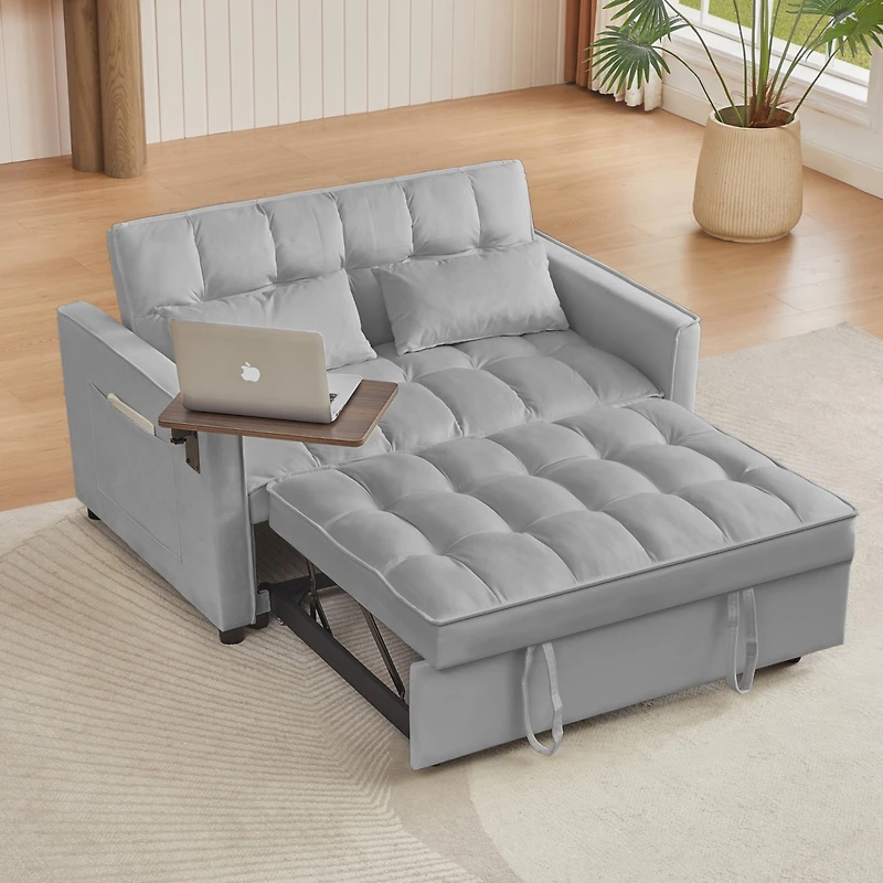 Streamdale Furniture Grey Velvet Loveseat Sofa Bed