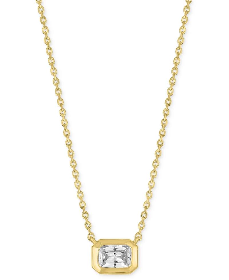 Forever Grown Diamonds Lab-Grown Emerald-Cut Diamond Bezel Necklace (1/3 ct. t.w.) in 10k Yellow Gold