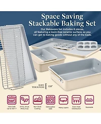 Bakken 8-Piece Stackable Bakeware Set - Ceramic Non-Stick Coating, Baking Sheets, Assorted Pans, Ptfe, Pfoa & Pfos Free