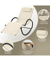 Pcs Outdoor Rocking Lounge Chair with Removable Headrest Breathable Backrest & Seat