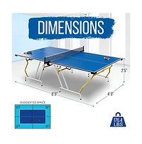 SereneLife Foldable Table Tennis Table with Single Player Playback Mode, Net, and Post