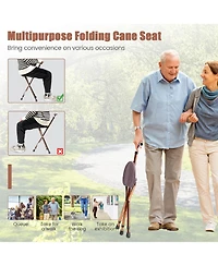 Lightweight Adjustable Folding Cane Seat Aluminum Alloy Crutch Chair With Light