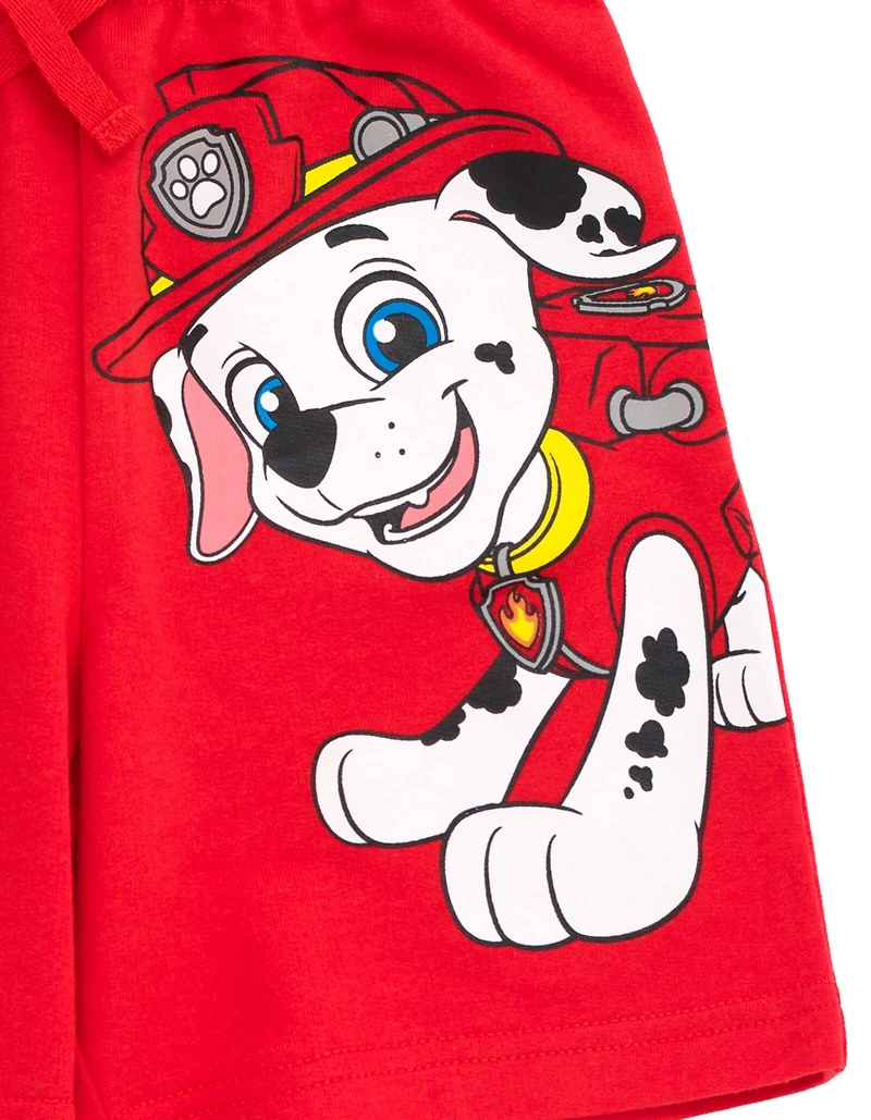 Paw Patrol Boys Chase Skye Rubble Marshall Cosplay T-Shirt and Bike Shorts French Terry Outfit Set to