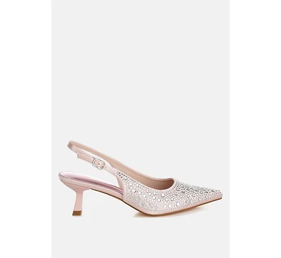 Vernaos Pointed Toe Rhinestone Slingbacks