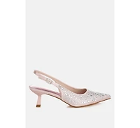 Vernaos Pointed Toe Rhinestone Slingbacks
