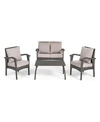 Simplie Fun Honolulu 4Pc Pe Wicker Set (Kd