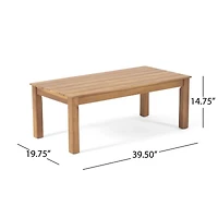 Temecula Outdoor Acacia Wood 4-Seater Chat Set_Loveseat&Coffee Table&2 Club Chairs - Brown Patina Finish + Cream Cushion