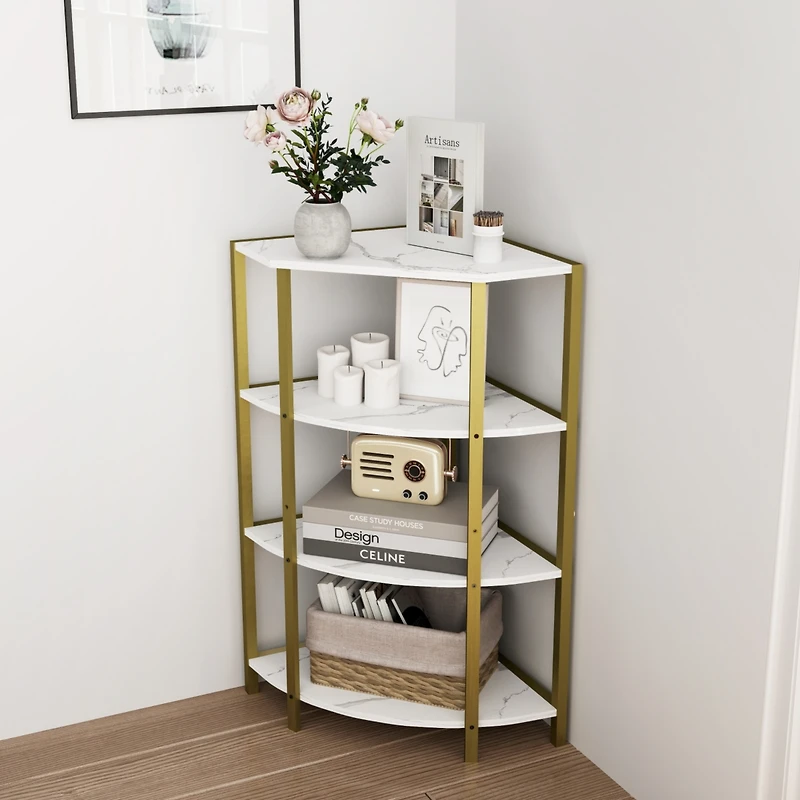 Streamdale 4-Tier Corner Shelf Bookcase & Plant Stand