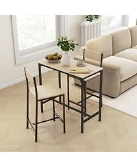 3 Piece Bar Table and Chairs, Industrial Dining Table Set for 2, Counter Height Kitchen Table with Bar Stools, Breakfast Table Set for 2 for Small Spa