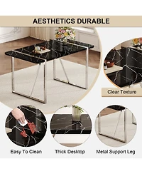 Streamdale Industrial Black Dining Table with 4 Pu Cushion Chairs