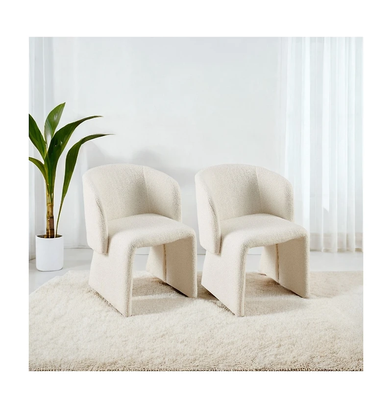 Simplie Fun Modern Accent Chair White Single Sofa Chair, Upholstered Side Chair Teddy Comfy Chair for Dining Room/Bedroom/Living Room/Reception-Off Wh