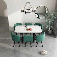 Modern 7 Pieces Dining Table Set, Rectangle Dining Table with 6 Chairs for Dining Room, Kitchen
