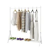Simplie Fun Garment Rack Freestanding Hanger Multi-functional Single pole Bedroom Clothing Rack Bedroom, White