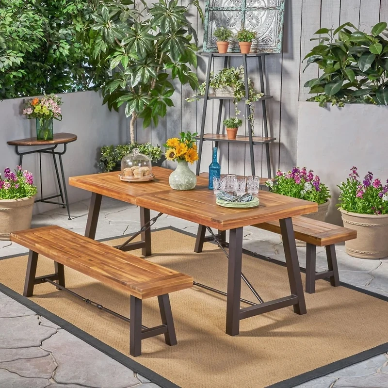 Streamdale Catriona 3 Piece Wood Outdoor Dining Set