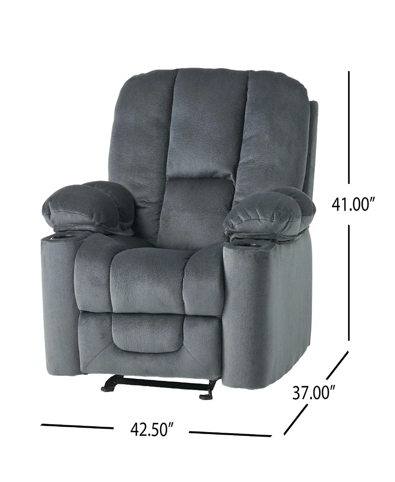 Simplie Fun Luxurious Manual Recliner Chair In Silver With Skin-Friendly Fabric And Dual Cup Holders