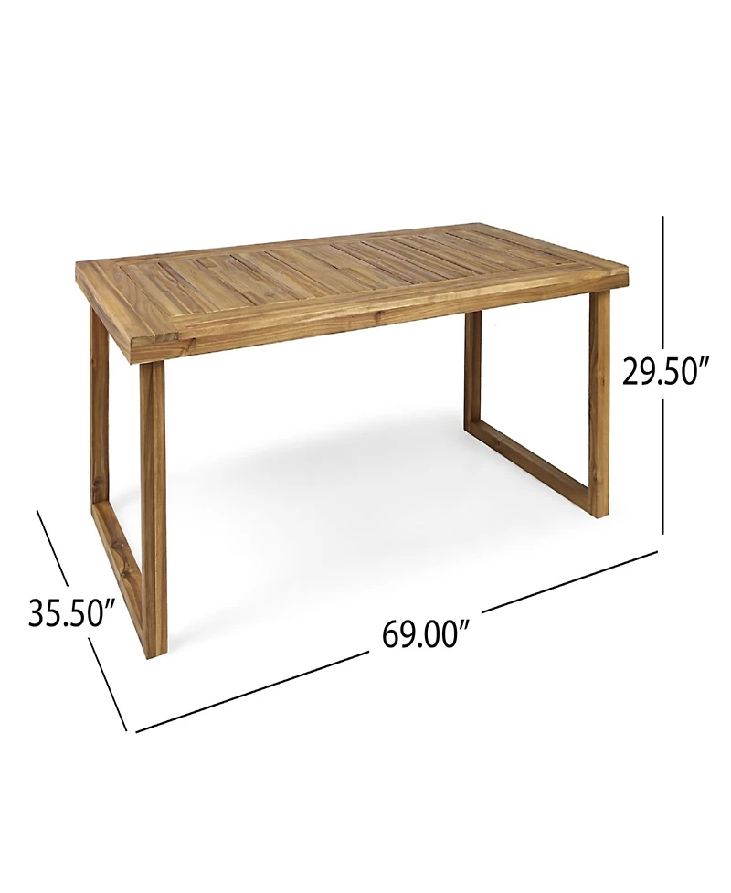 Outdoor 69" Acacia Wood Dining Table, Sandblast Natural Finish