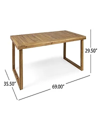Outdoor 69" Acacia Wood Dining Table, Sandblast Natural Finish