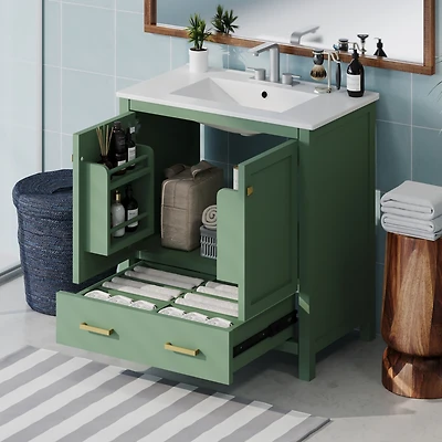 Streamdale 30" Green Bathroom Vanity with Sink and Storage