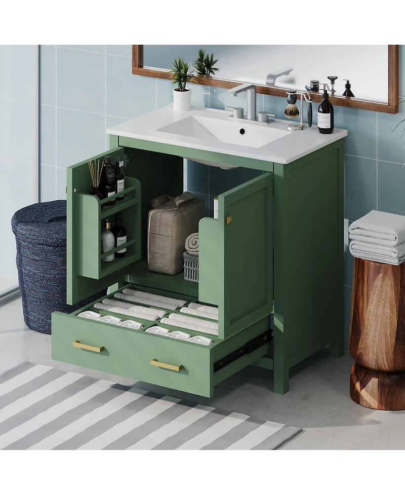 Streamdale 30" Green Bathroom Vanity with Sink and Storage