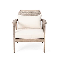Outdoor Acacia Wood Patio Club Chair, Patio Furniture, Waterproof Thick Cushion Deep Seating for Porch, Garden, Backyard, Balcony, Weight Capacity 400