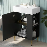 Streamdale Black Bathroom Vanity with Sink & Storage, 21.6