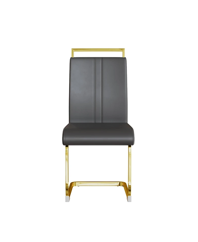 Streamdale Furniture Modern Dining Chairs, Pu Faux Leather High Back Upholstered Side Chair with C-shaped Tube. Plating Golden Metal Legs for Dining R