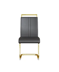 Streamdale Furniture Modern Dining Chairs, Pu Faux Leather High Back Upholstered Side Chair with C-shaped Tube. Plating Golden Metal Legs for Dining R