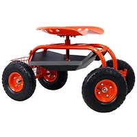 Garden Cart Rolling Scooter, Adjustable Height Heavy Duty Scooter, Rolling Garden Cart with 4 Wheels and Extendable Handle, Garden Stool Cart with 360