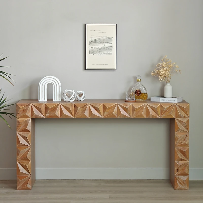 Modern Geometric Wooden Console Table
