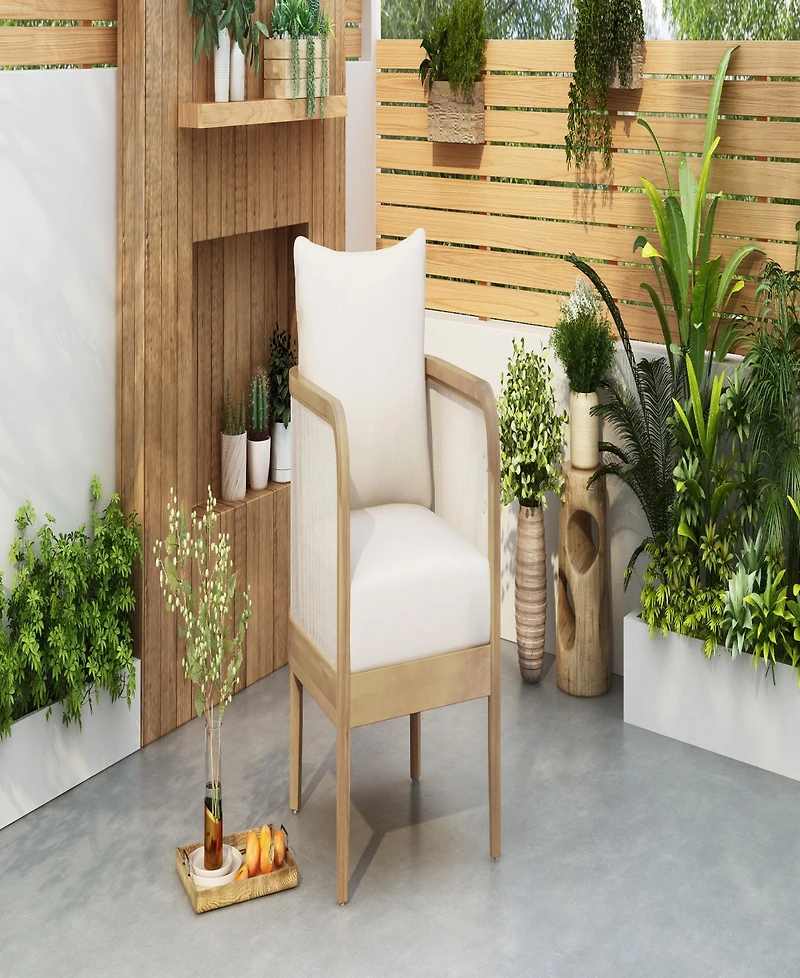 Streamdale Furniture Outdoor Acacia Wood Patio Club Chair, Textilene Patio Furniture, Waterproof Thick Cushion Deep Seating for Porch, Garden, Backyar