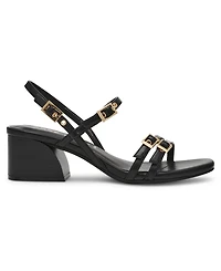 Anne Klein Women's Mackenzie Strappy Buckle Block Heel Dress Sandals