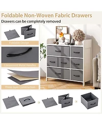 7-Drawer Dresser for Bedroom Chest of Drawers with 2 Large Fabric Bins