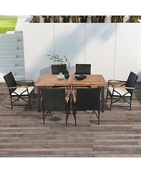 2PCS Patio Pe Wicker Dining Chairs with Soft Zippered Cushions Armchairs