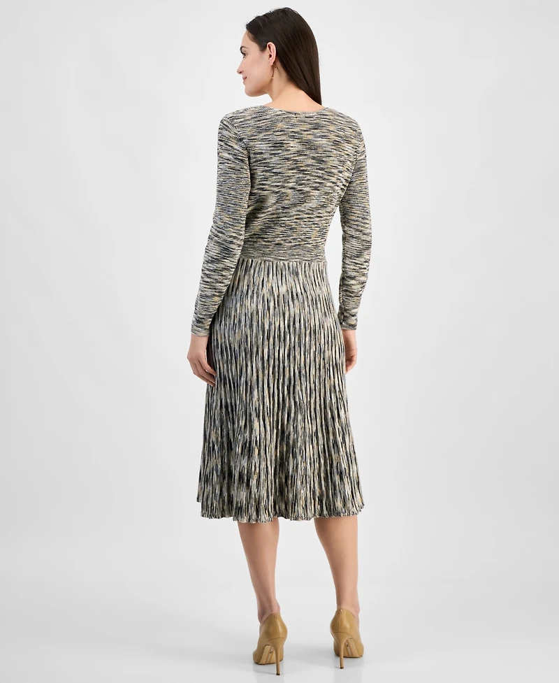 Robbie Bee Women's Long-Sleeve Knit Belted Dress