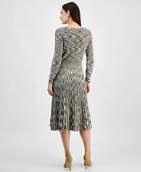 Robbie Bee Women's Long-Sleeve Knit Belted Dress