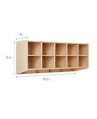 ECR4Kids Streamline 10-Section Hanging Coat Locker, Natural