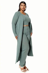 L I V D Women's Plus Luna Three Piece Rib Set