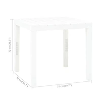 vidaXL Patio Table White 30.7"x30.7"x28.3" Plastic