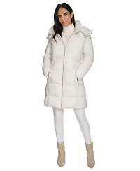 Calvin Klein Women's Hooded Faux-Fur-Lined Midi Puffer Coat