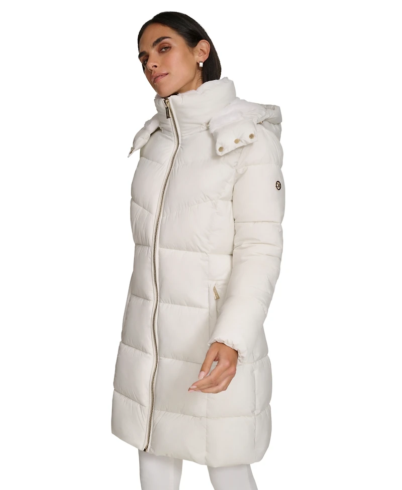 Calvin Klein Women's Hooded Faux-Fur-Lined Midi Puffer Coat