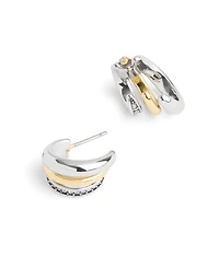 Coach Faux Stone Pave Tubular Triple Huggies Earrings